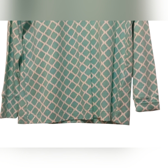 Pappagallo - NWT, Turquoise & White Diamond Print, Long Sleeve Pullover Warm-up - Picture 8 of 11